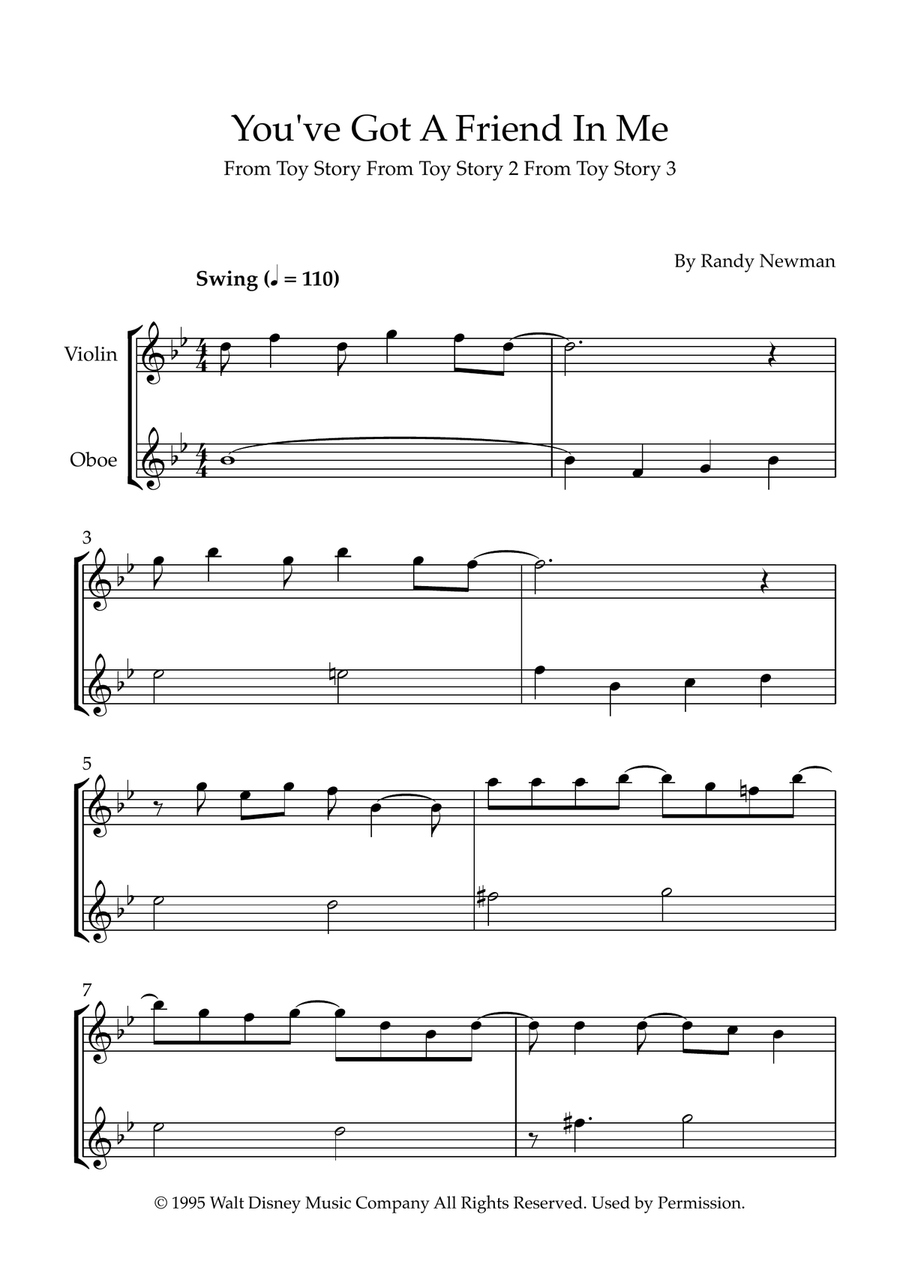 You've Got A Friend In Me Oboe scores gallery preview page 1