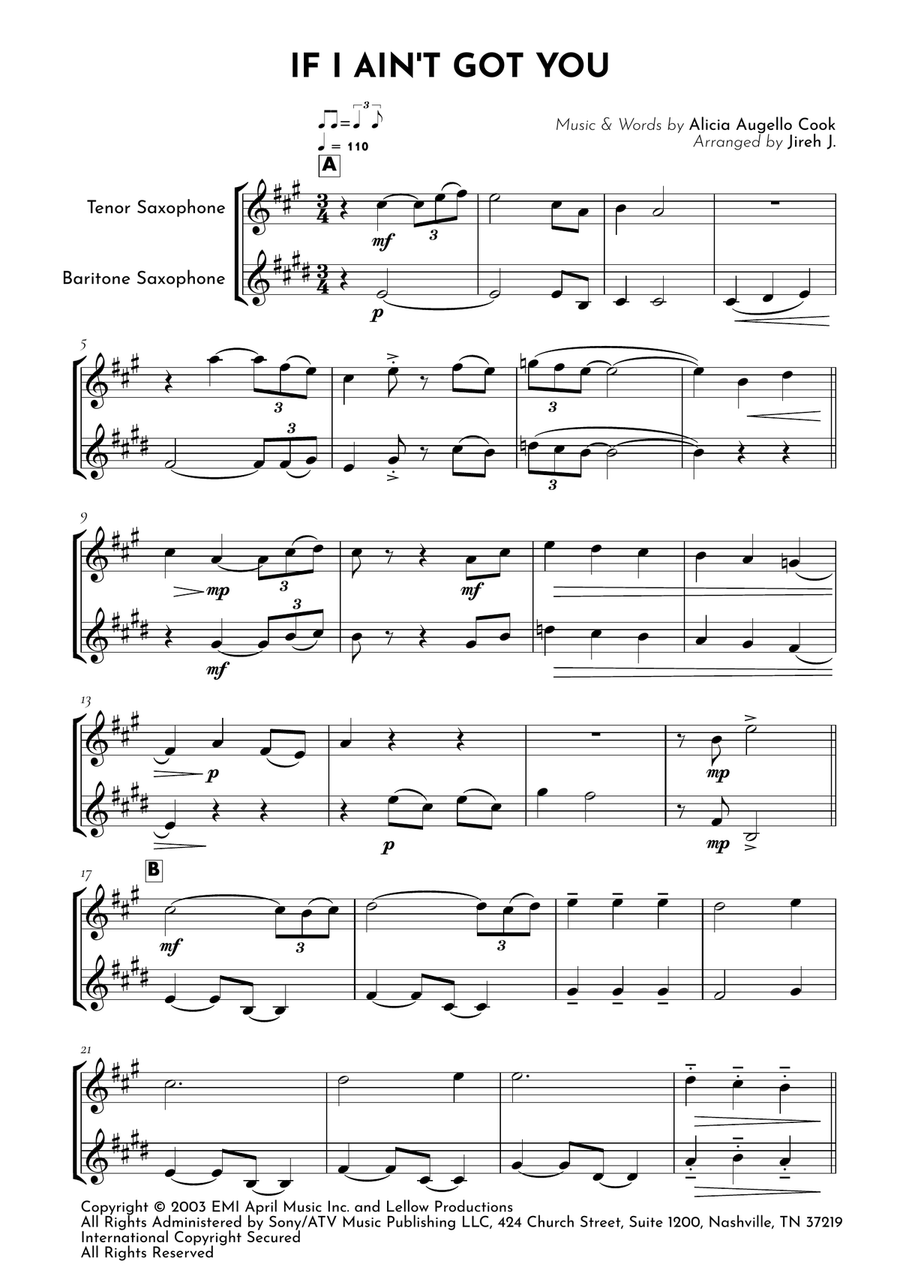 If I Ain't Got You If I Ain't Got You Tenor Saxophone scores gallery preview page 2