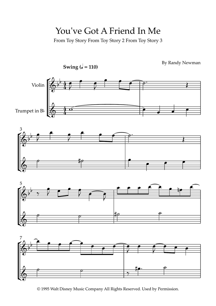 You've Got A Friend In Me B-Flat Trumpet scores gallery preview page 1