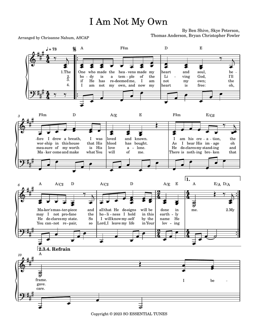 I Am Not My Own Piano, Vocal scores gallery preview page 1