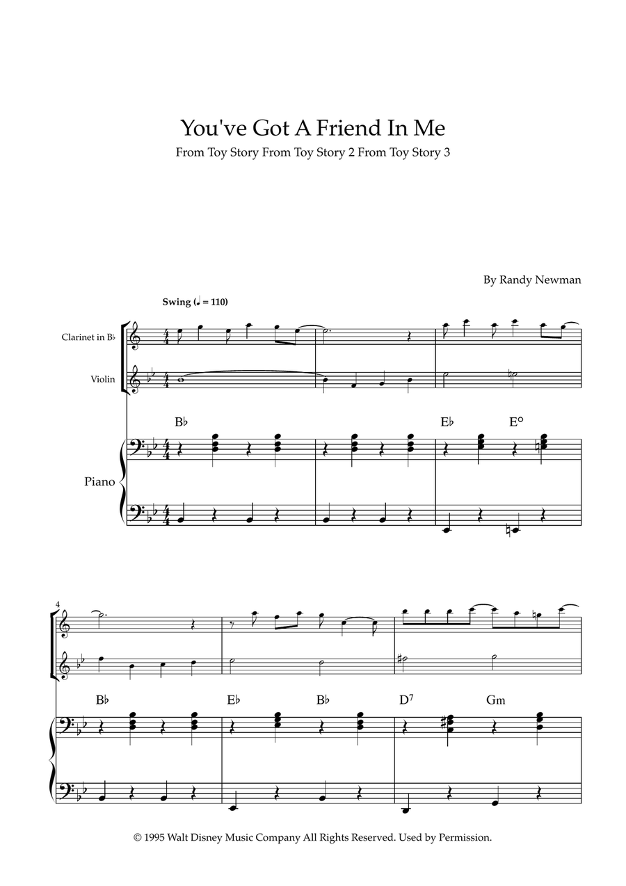 You've Got A Friend In Me B-Flat Clarinet scores gallery preview page 1