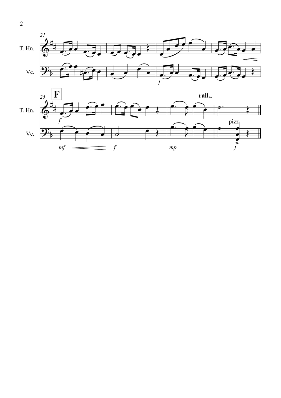 Largo (from The New Word) for Tenor Horn and Cello Duet Horn scores gallery preview page 2