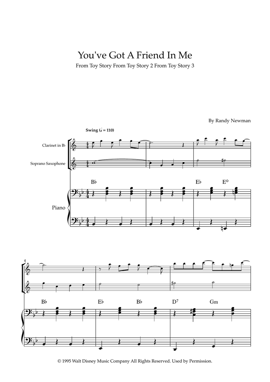 You've Got A Friend In Me Woodwind Duet scores gallery preview page 1