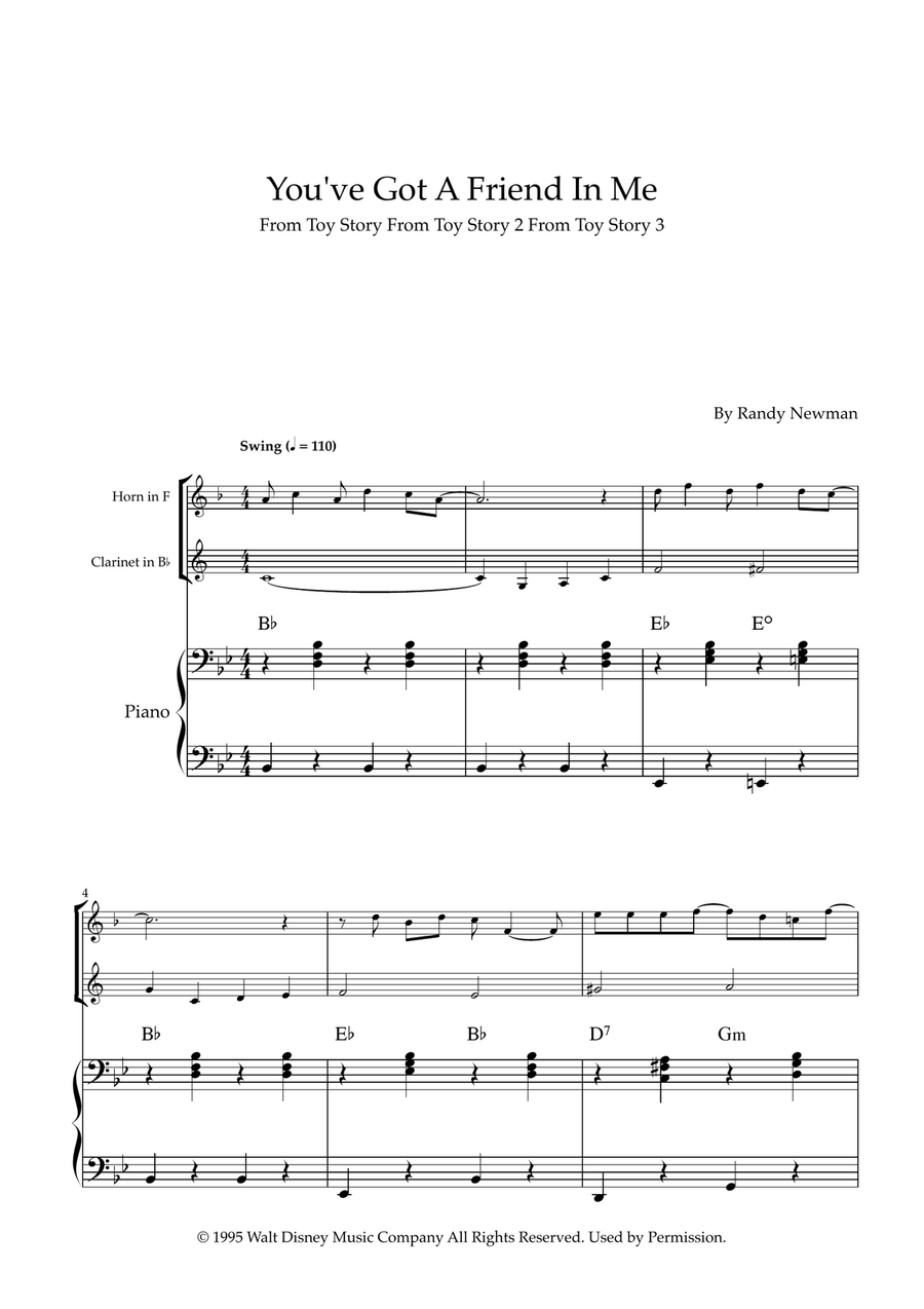 You've Got A Friend In Me Woodwind Duet scores gallery preview page 1