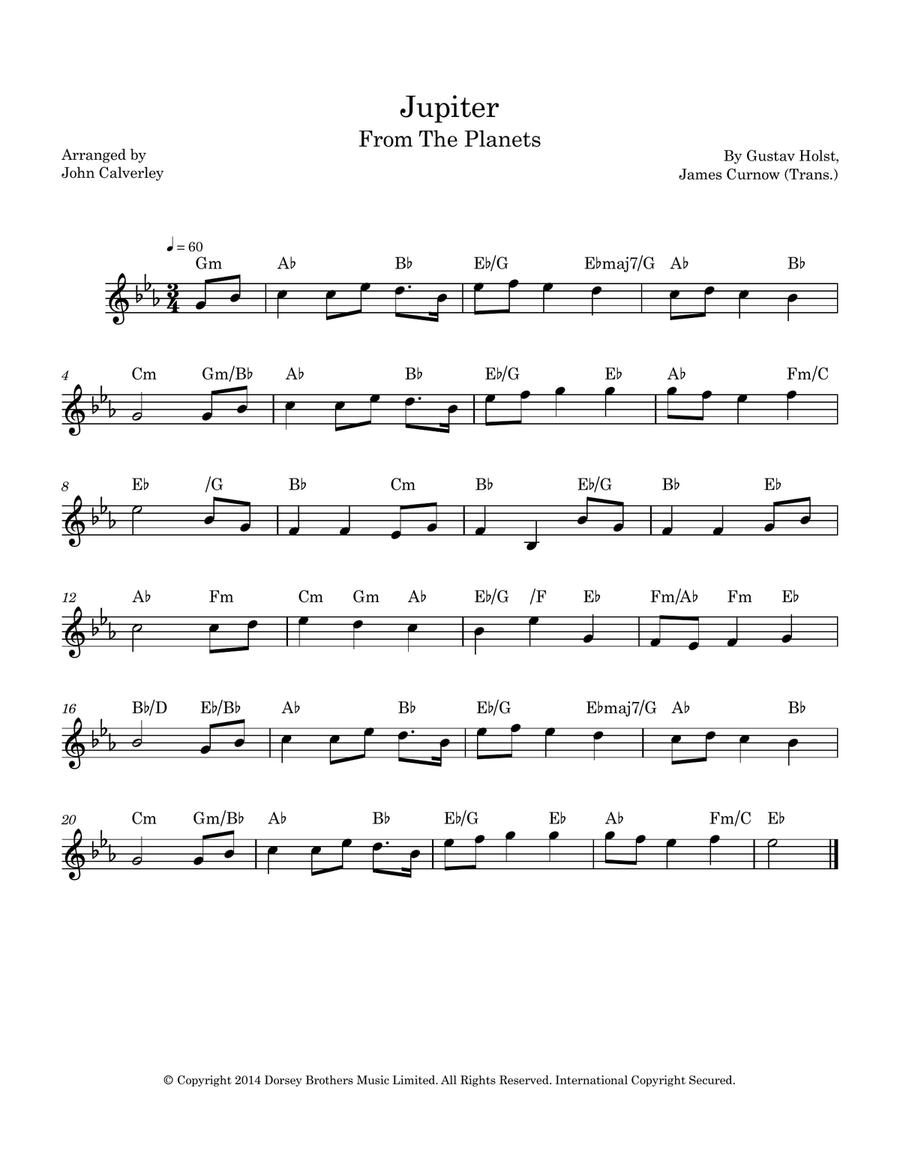 Jupiter: The Bringer Of Jollity Piano scores gallery preview page 1