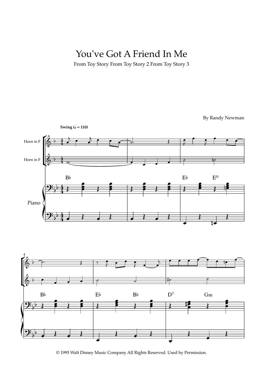 You've Got A Friend In Me Brass Duet scores gallery preview page 1