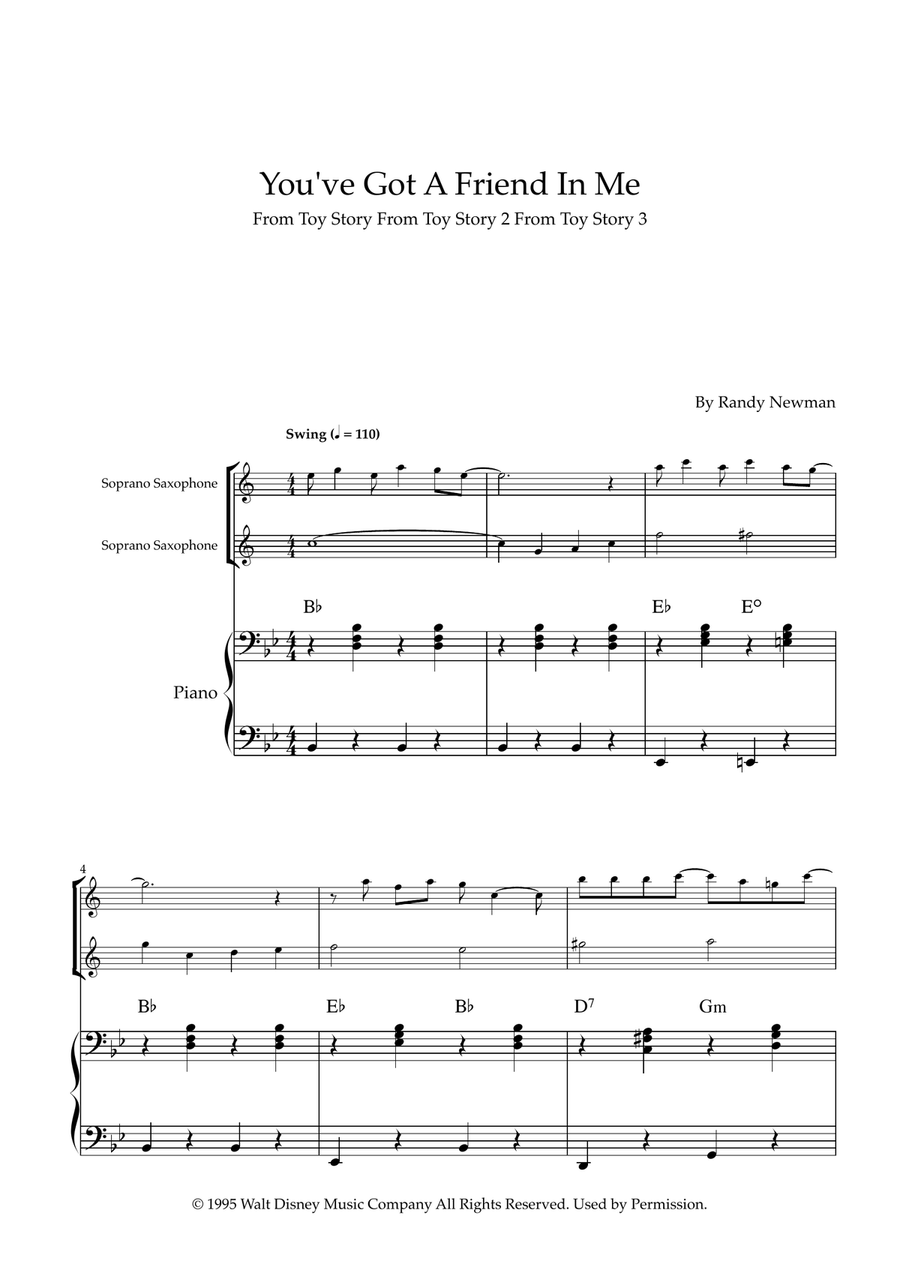 You've Got A Friend In Me Woodwind Duet scores gallery preview page 1
