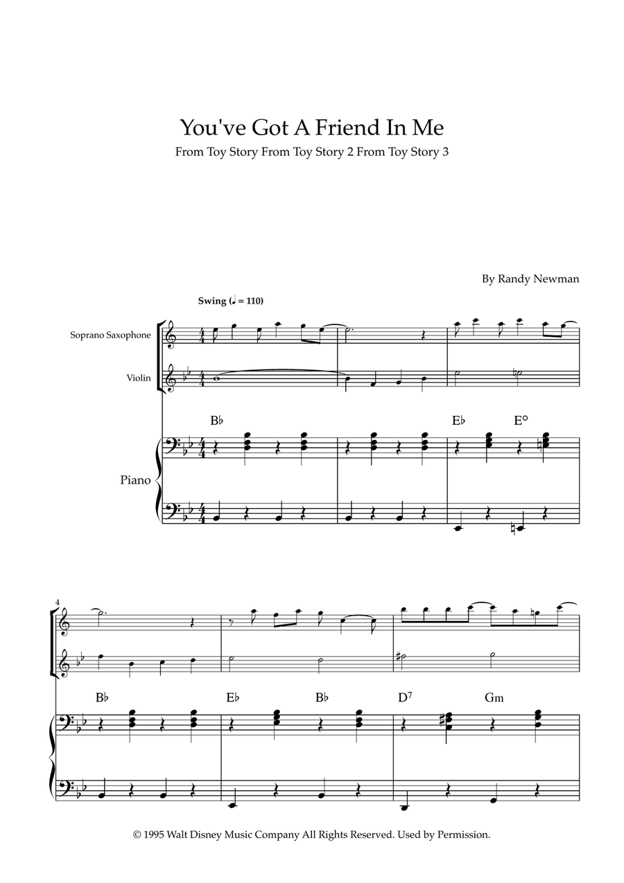 You've Got A Friend In Me Soprano Saxophone scores gallery preview page 1