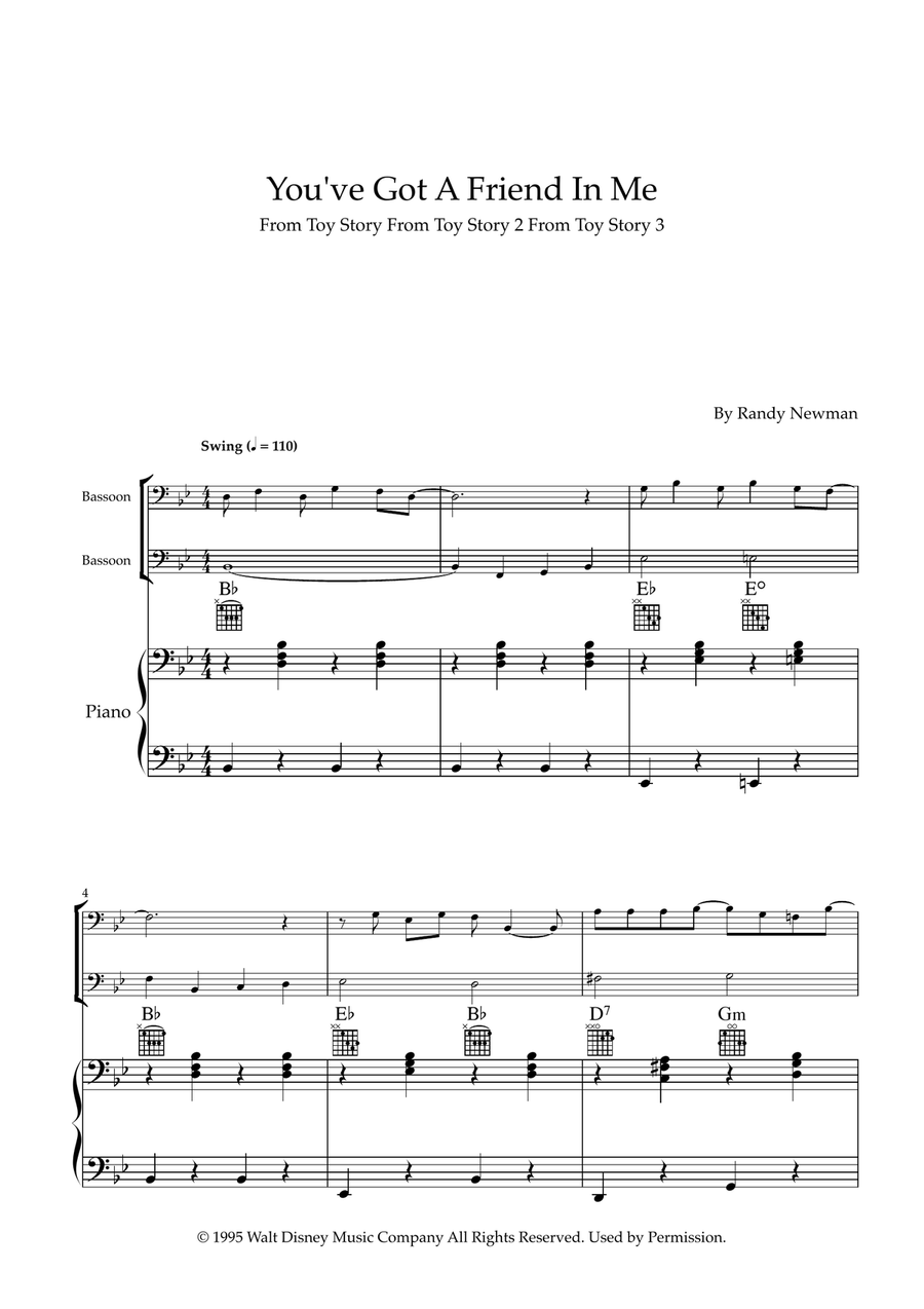 You've Got A Friend In Me Woodwind Duet scores gallery preview page 1