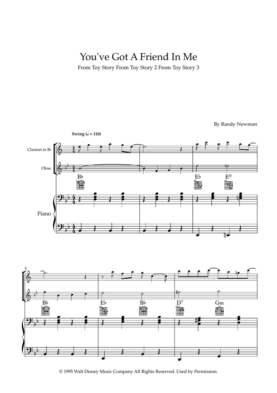 You've Got A Friend In Me Woodwind Duet scores gallery preview page 1