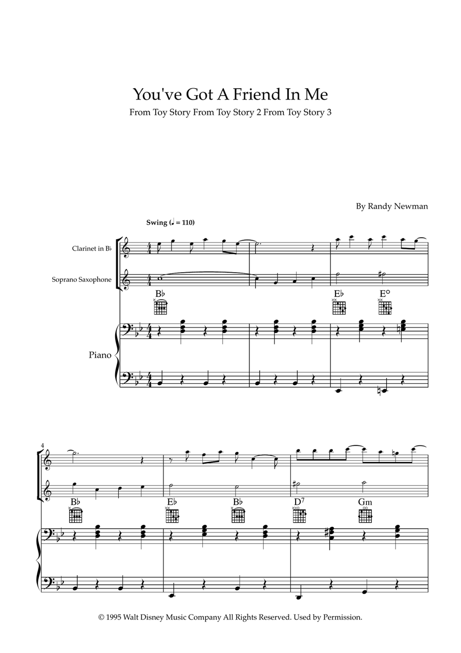You've Got A Friend In Me Woodwind Duet scores gallery preview page 1