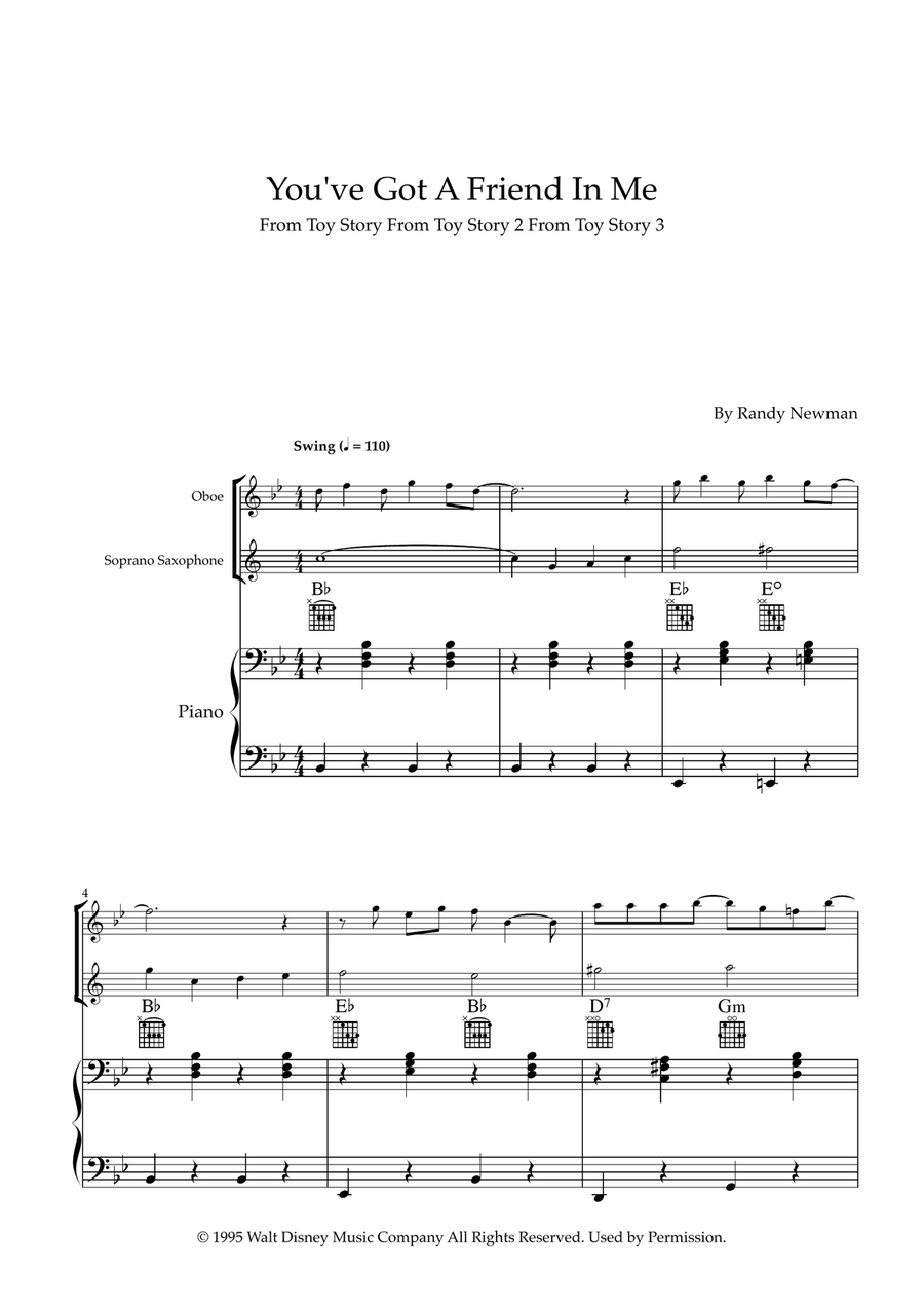 You've Got A Friend In Me Woodwind Duet scores gallery preview page 1