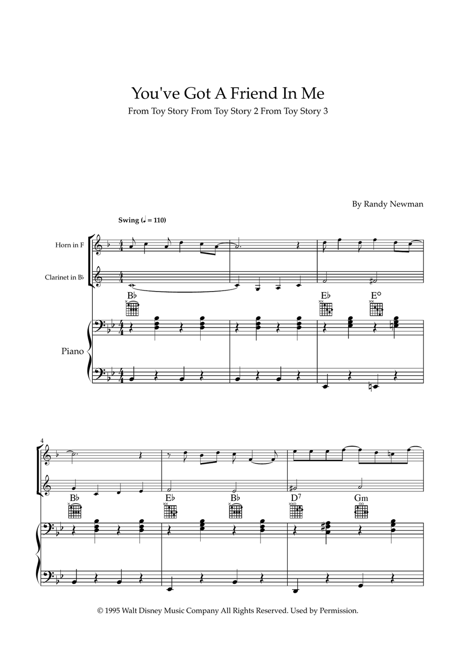 You've Got A Friend In Me Woodwind Duet scores gallery preview page 1