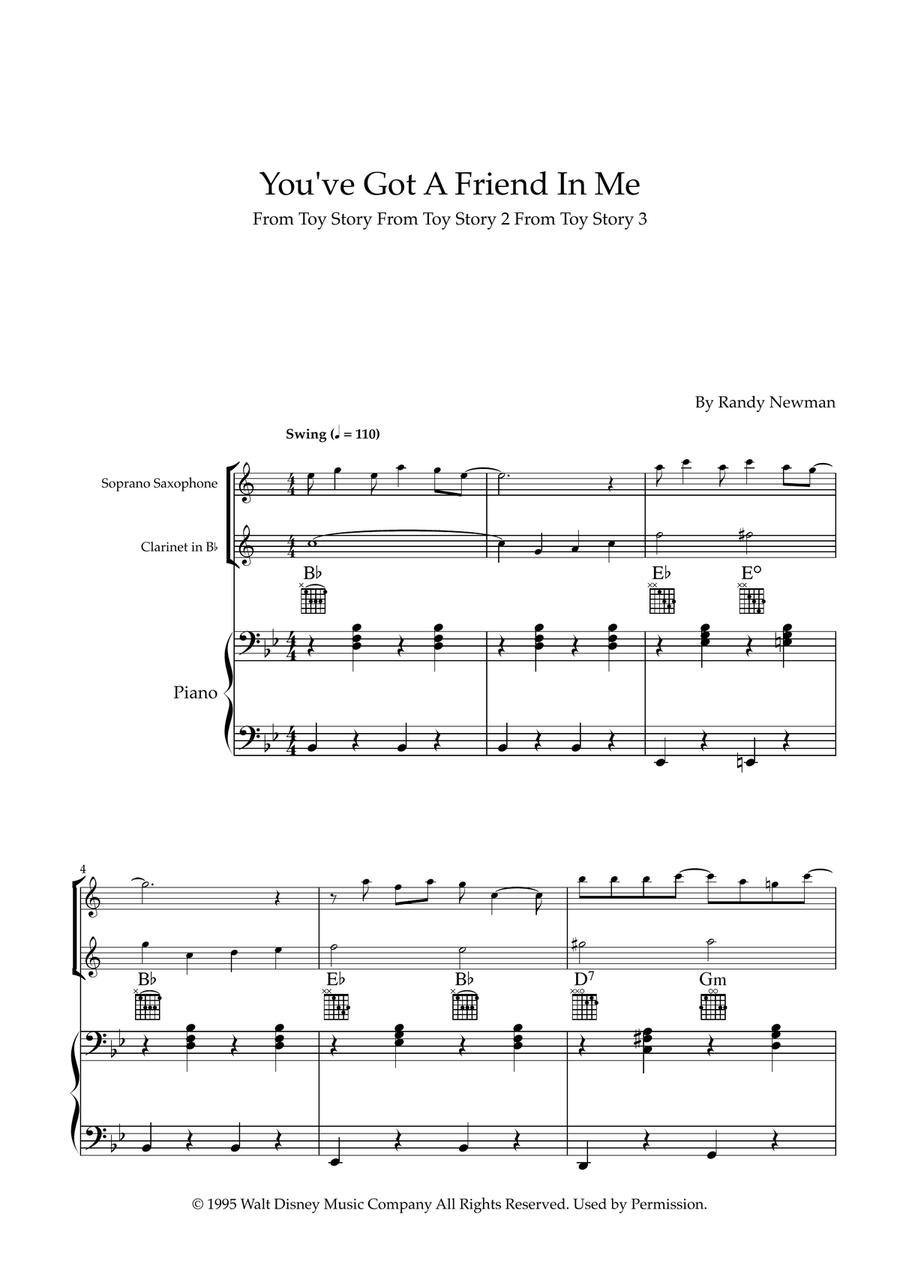 You've Got A Friend In Me Woodwind Duet scores gallery preview page 1