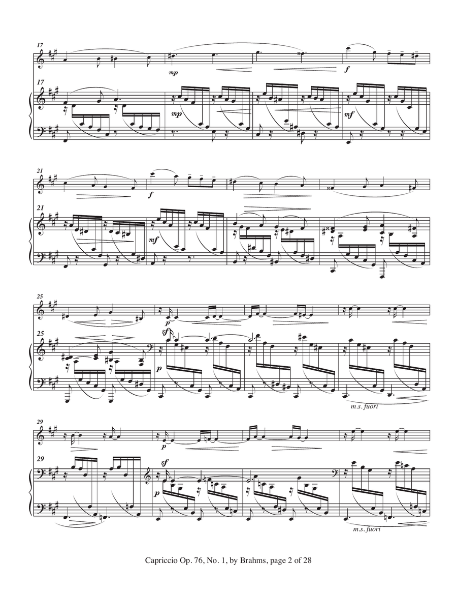 Five Pieces from Opus 76 by Brahms, arranged for oboe and piano Chamber Music scores gallery preview page 5