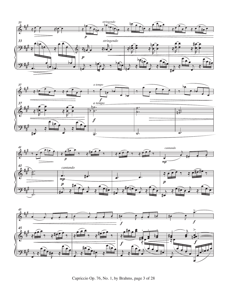 Five Pieces from Opus 76 by Brahms, arranged for oboe and piano Chamber Music scores gallery preview page 6