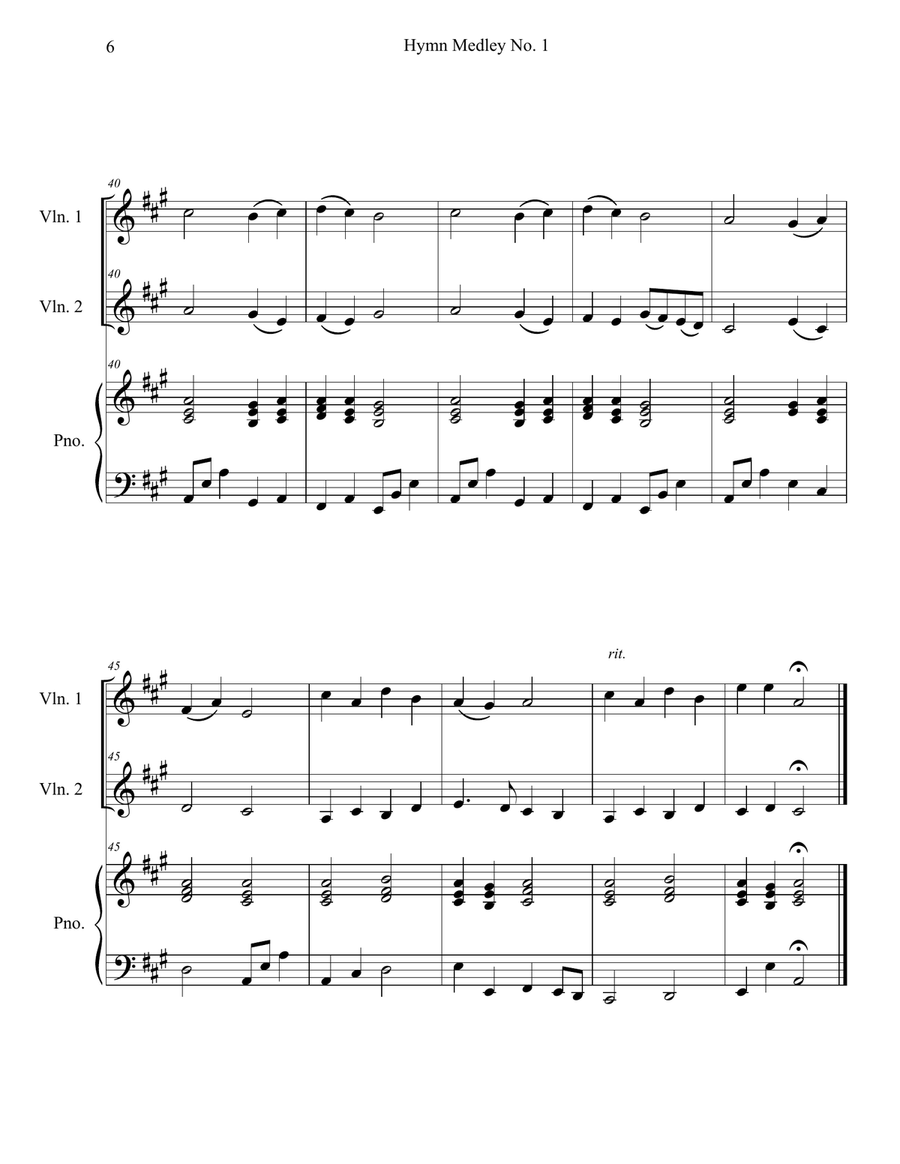 Hymn Medley No. 1 (Violin Duet with Piano Accompaniment) String Duet scores gallery preview page 6
