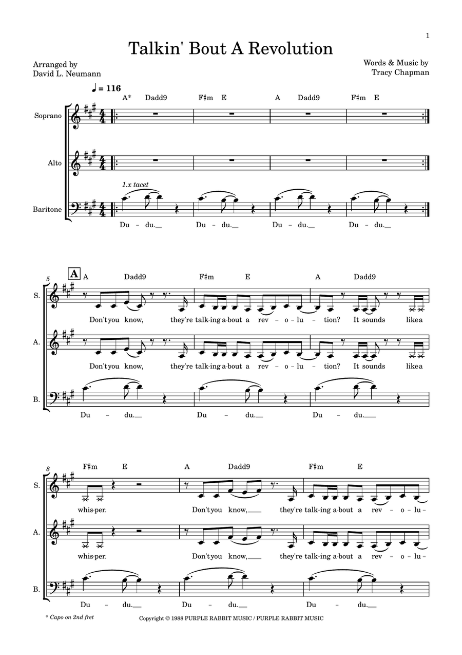 Talkin' Bout A Revolution 3-Part scores gallery preview page 1
