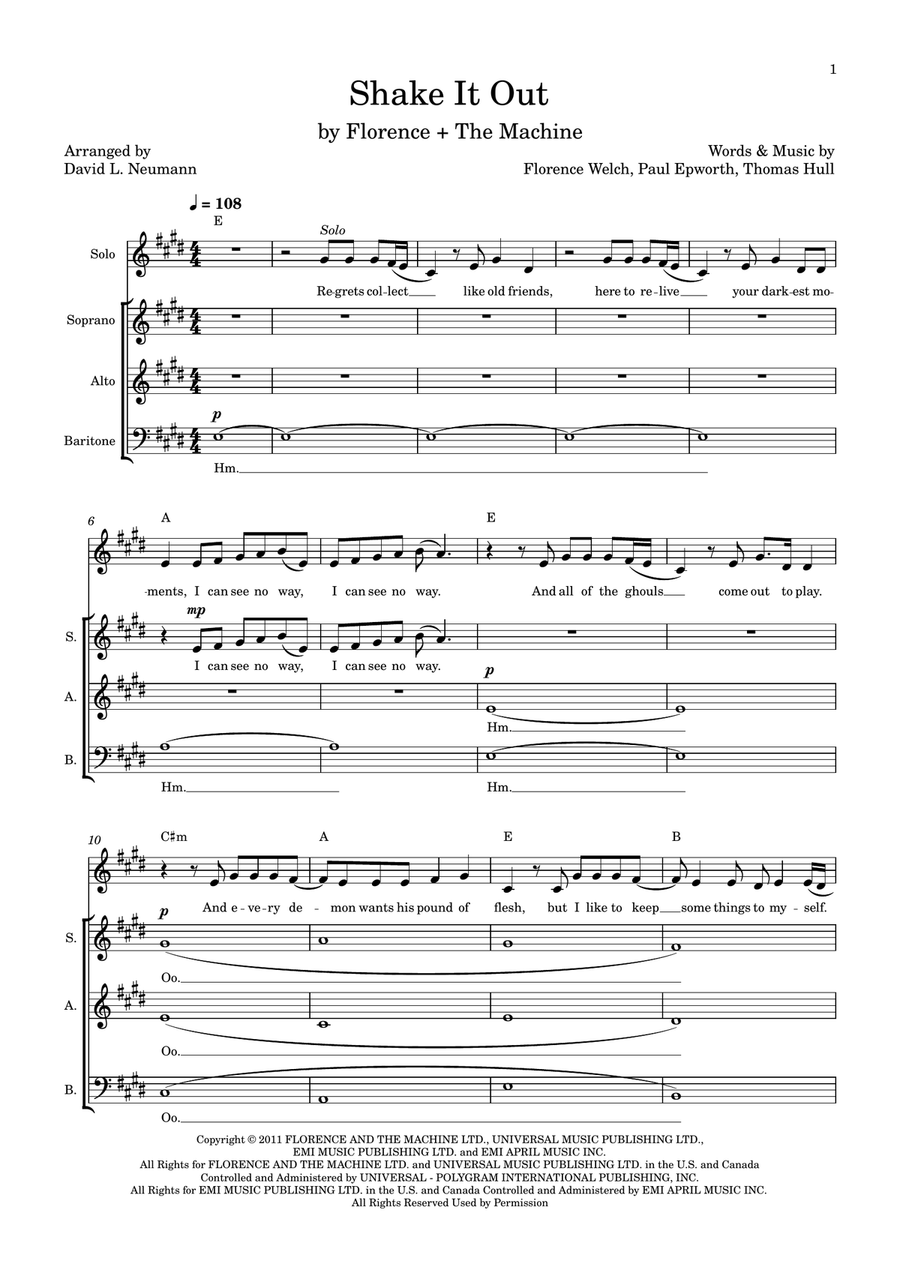 Shake It Out 3-Part scores gallery preview page 1
