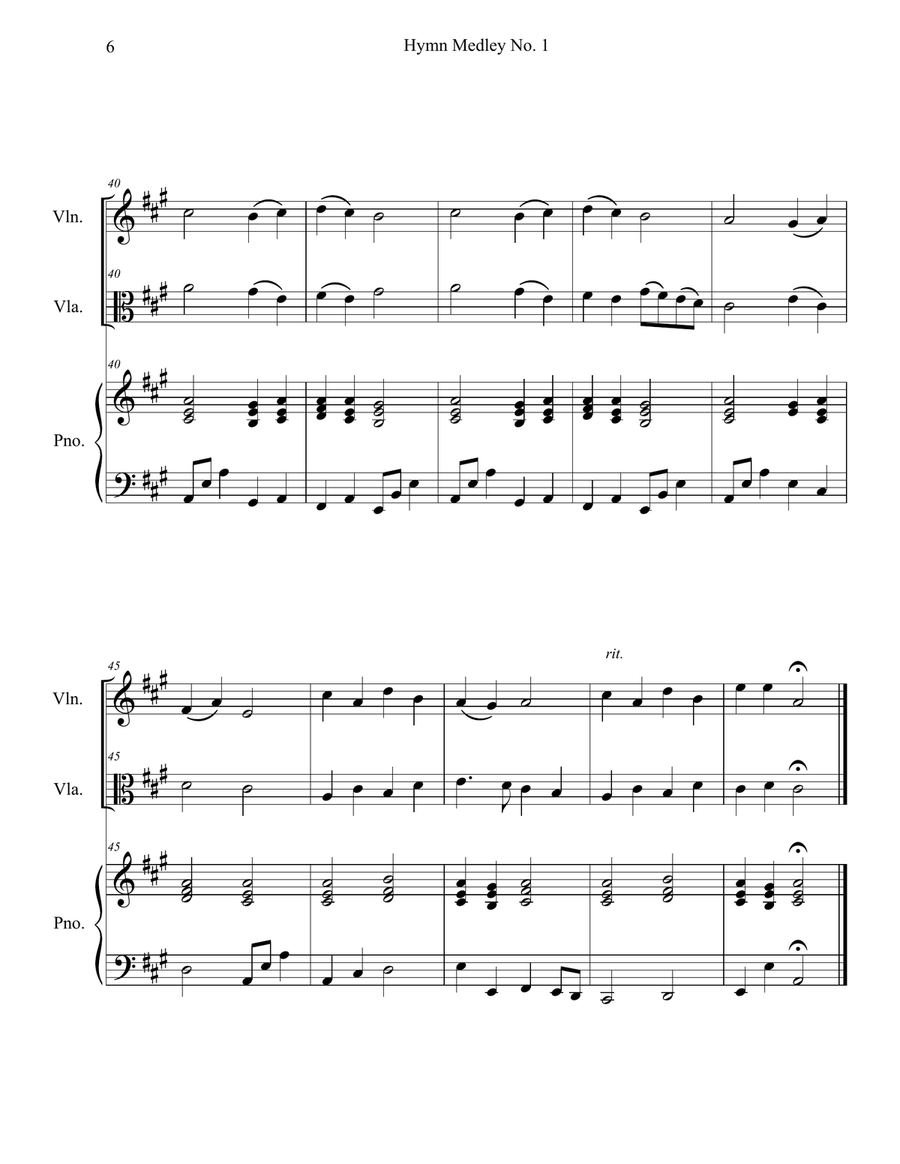 Hymn Medley No. 1 (Violin and Viola Duet with Piano Accompaniment) String Duet scores gallery preview page 6