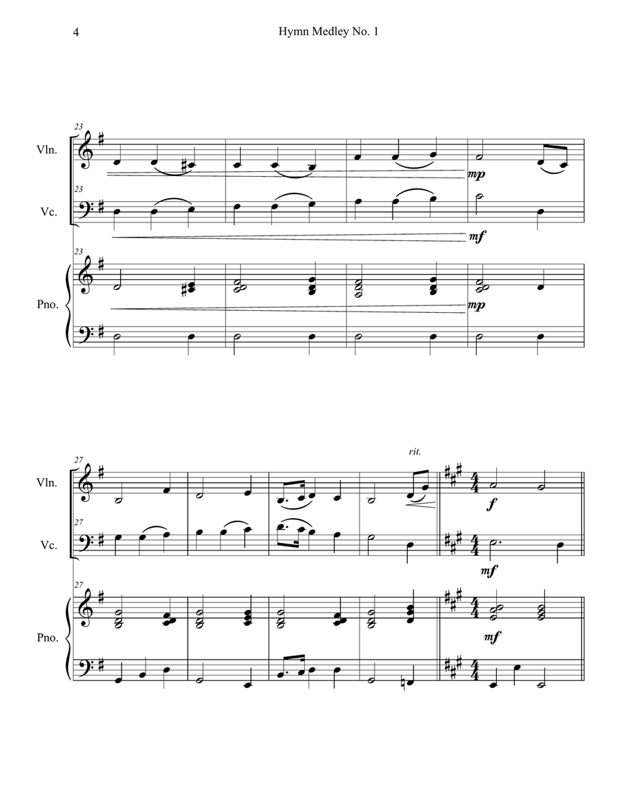 Hymn Medley No. 1 (Violin and Cello Duet with Piano Accompaniment) Piano Trio scores gallery preview page 4