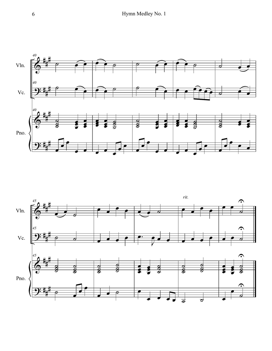 Hymn Medley No. 1 (Violin and Cello Duet with Piano Accompaniment) Piano Trio scores gallery preview page 6