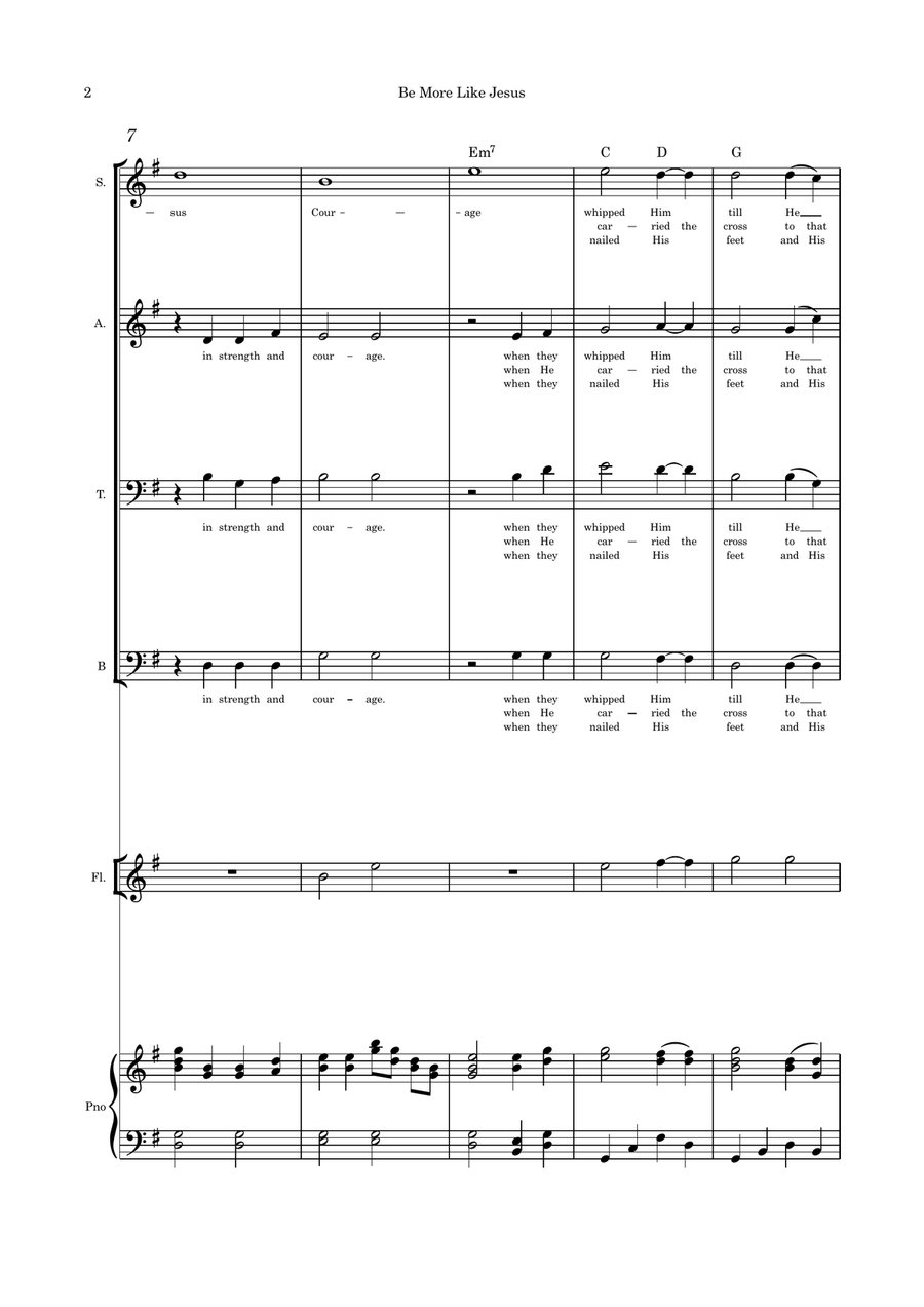 Be more Like Jesus SATB flute, violin or cello 4-Part scores gallery preview page 2
