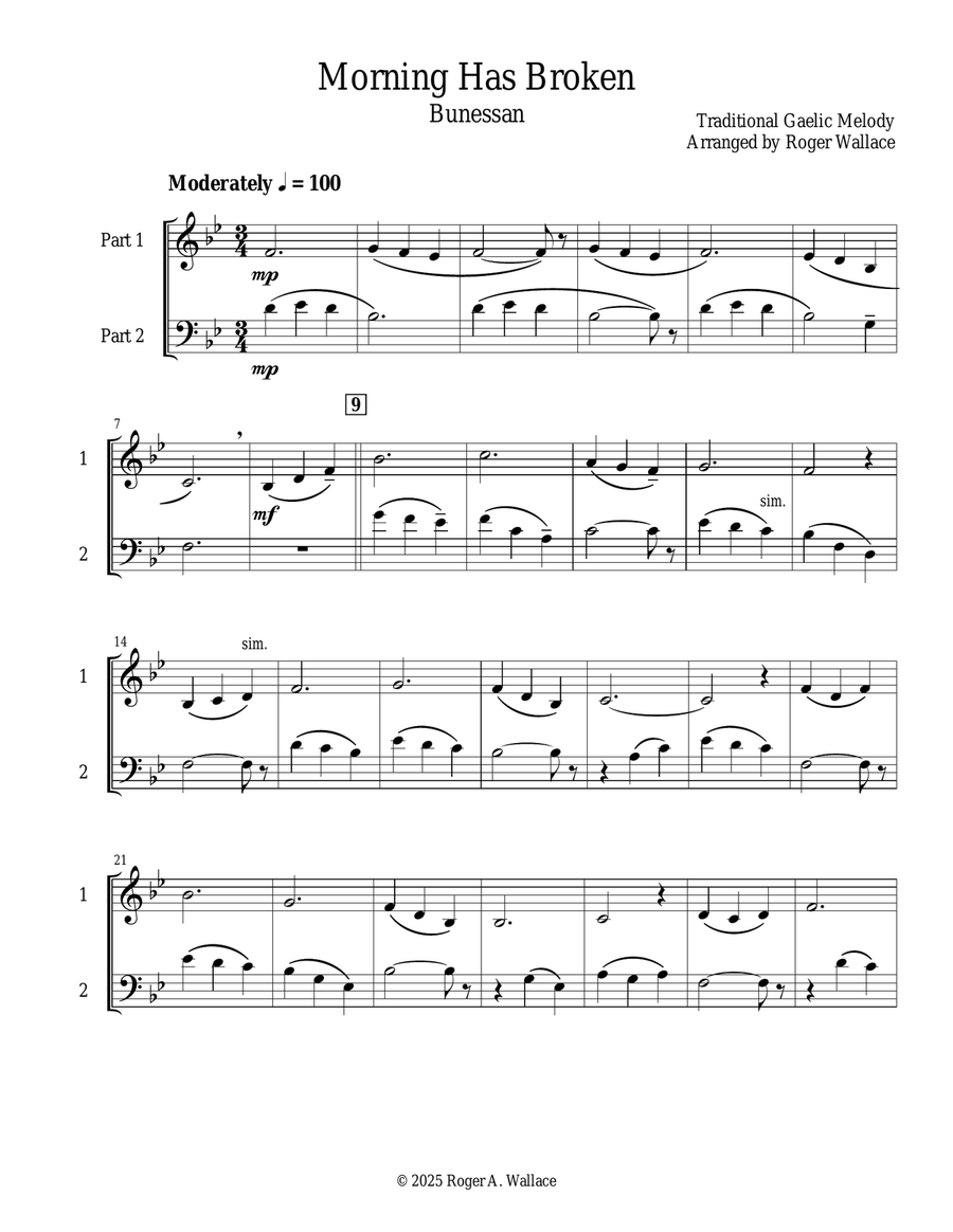 Morning Has Broken (Trumpet & Trombone Duet) Brass Duet scores gallery preview page 2