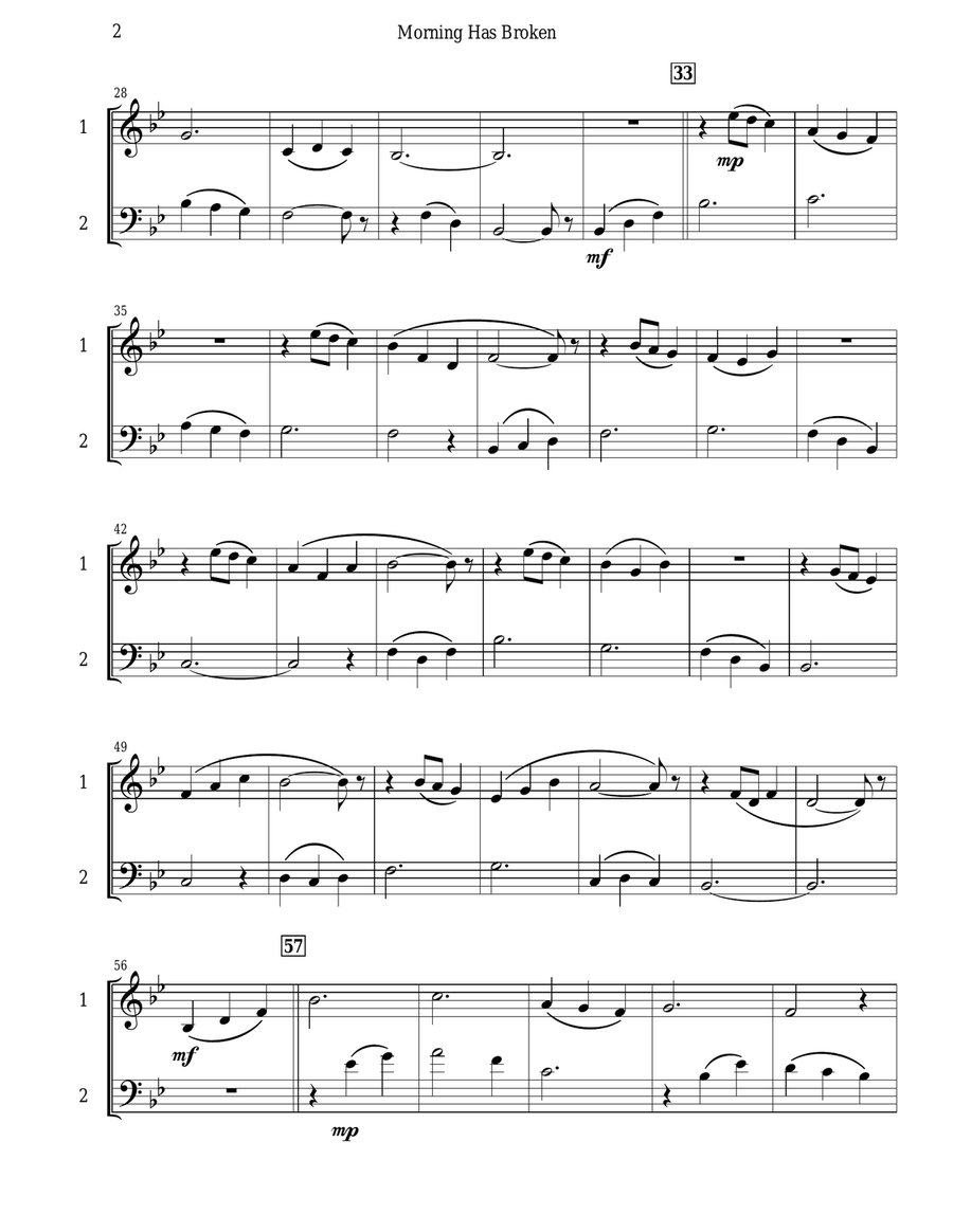 Morning Has Broken (Trumpet & Trombone Duet) Brass Duet scores gallery preview page 3