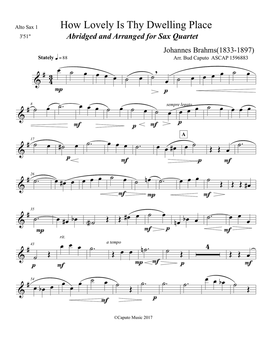 How Lovely Is Thy Dwelling Place for Saxophone Quartet Saxophone Quartet scores gallery preview page 6