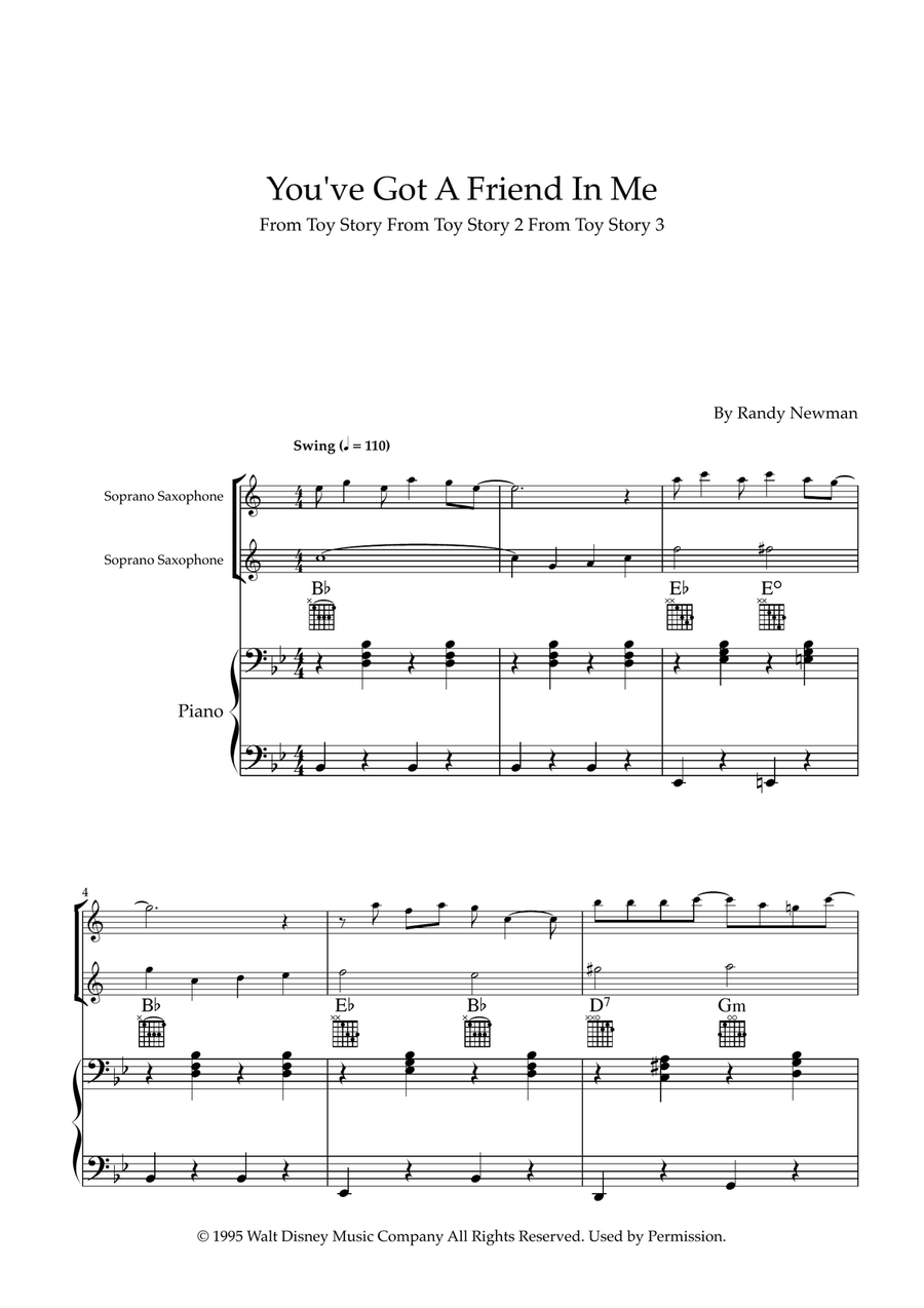 You've Got A Friend In Me Woodwind Duet scores gallery preview page 1
