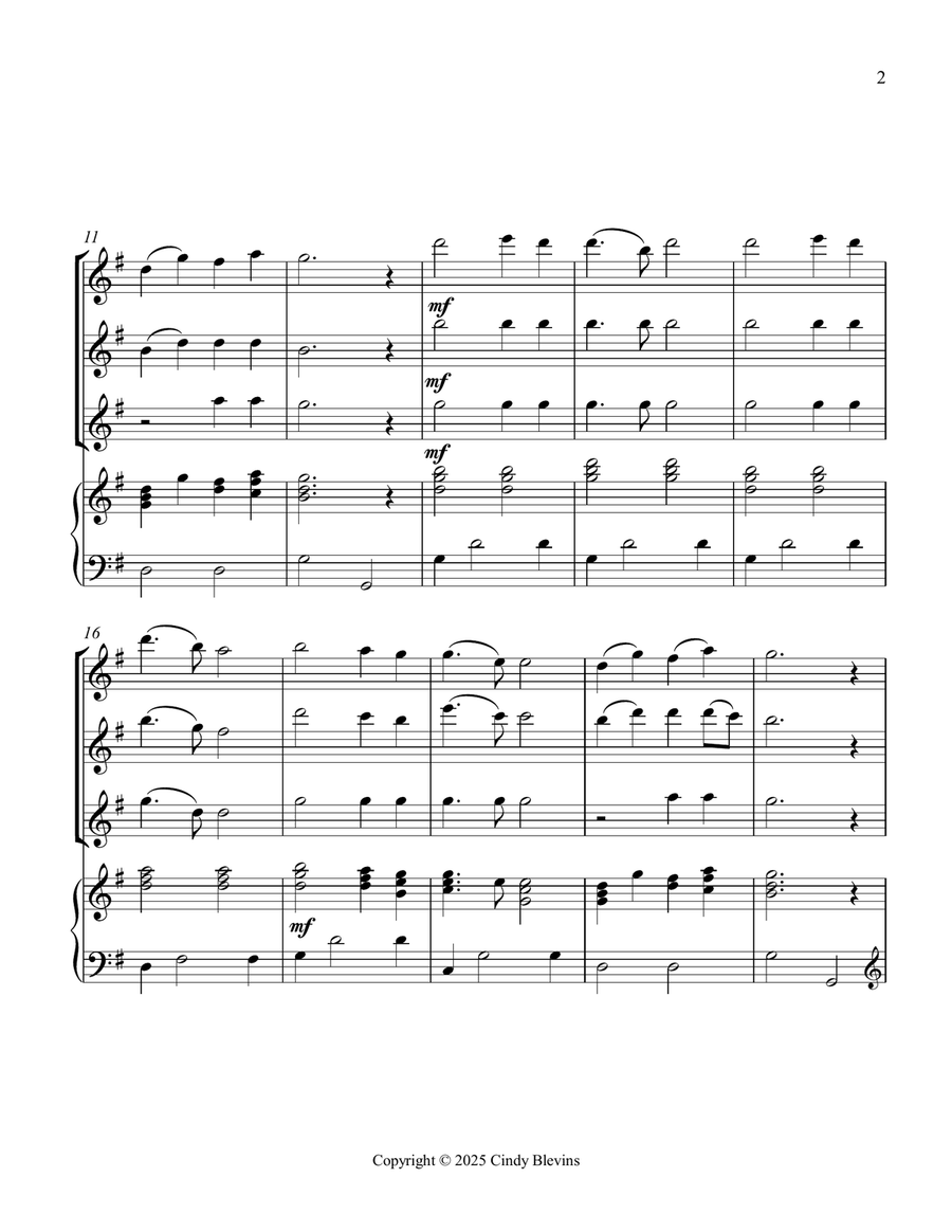 Nearer, My God, to Thee, for Three Flutes and Piano Small Ensemble scores gallery preview page 3