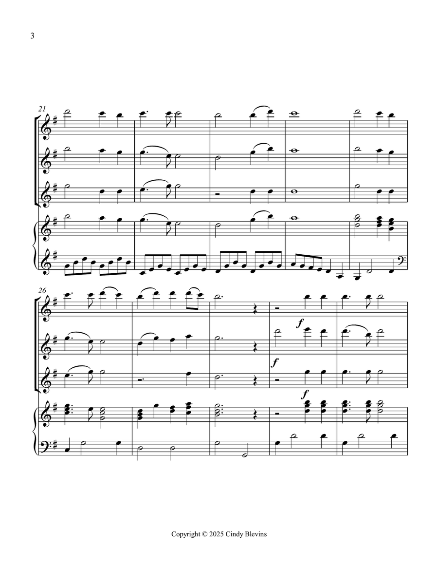 Nearer, My God, to Thee, for Three Flutes and Piano Small Ensemble scores gallery preview page 4