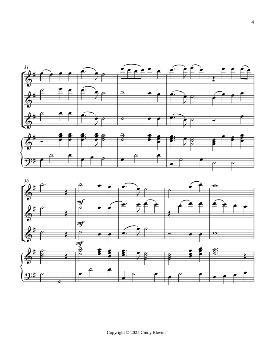Nearer, My God, to Thee, for Three Flutes and Piano Small Ensemble scores gallery preview page 5