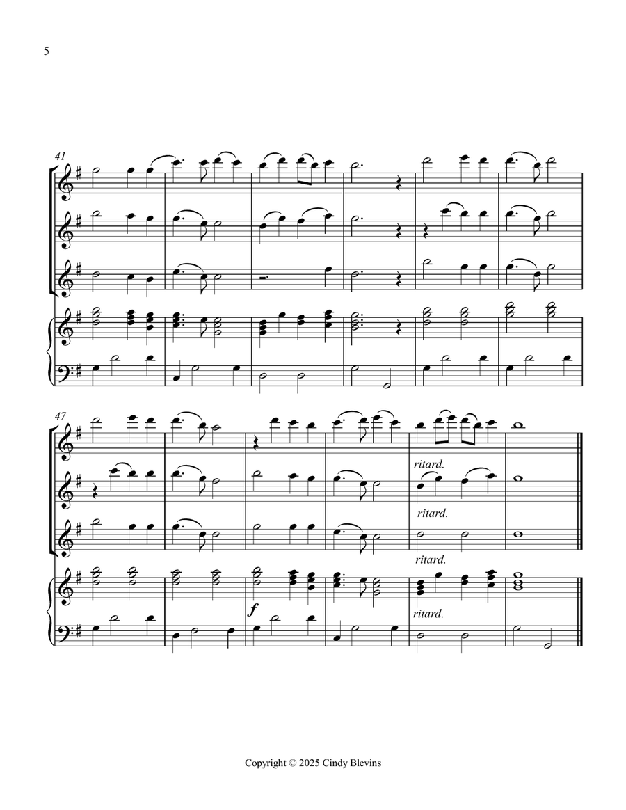 Nearer, My God, to Thee, for Three Flutes and Piano Small Ensemble scores gallery preview page 6