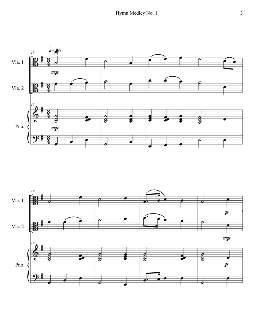 Hymn Medley No. 1 (Viola Duet with Piano Accompaniment) String Duet scores gallery preview page 3