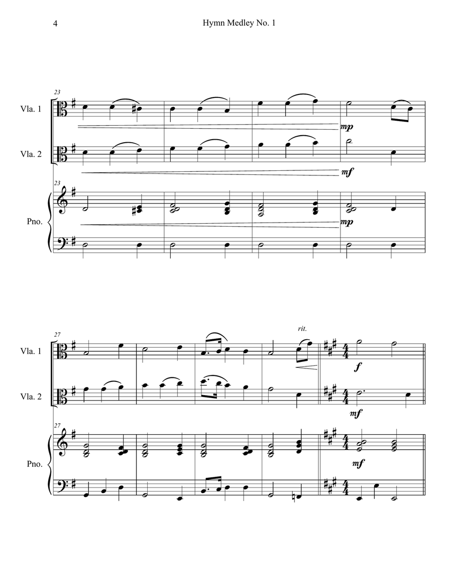 Hymn Medley No. 1 (Viola Duet with Piano Accompaniment) String Duet scores gallery preview page 4