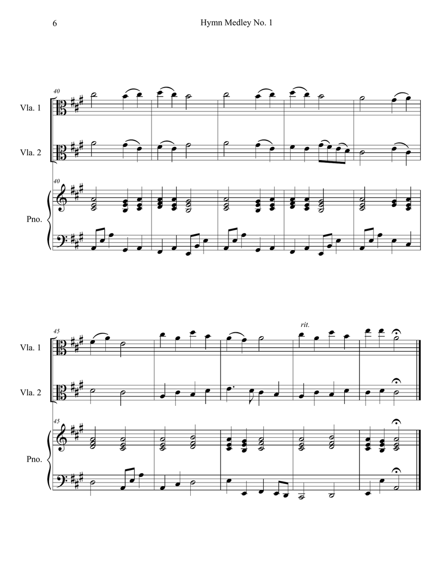 Hymn Medley No. 1 (Viola Duet with Piano Accompaniment) String Duet scores gallery preview page 6