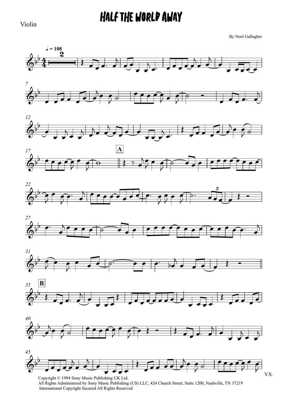 Half The World Away Half The World Away Violin Solo scores gallery preview page 6
