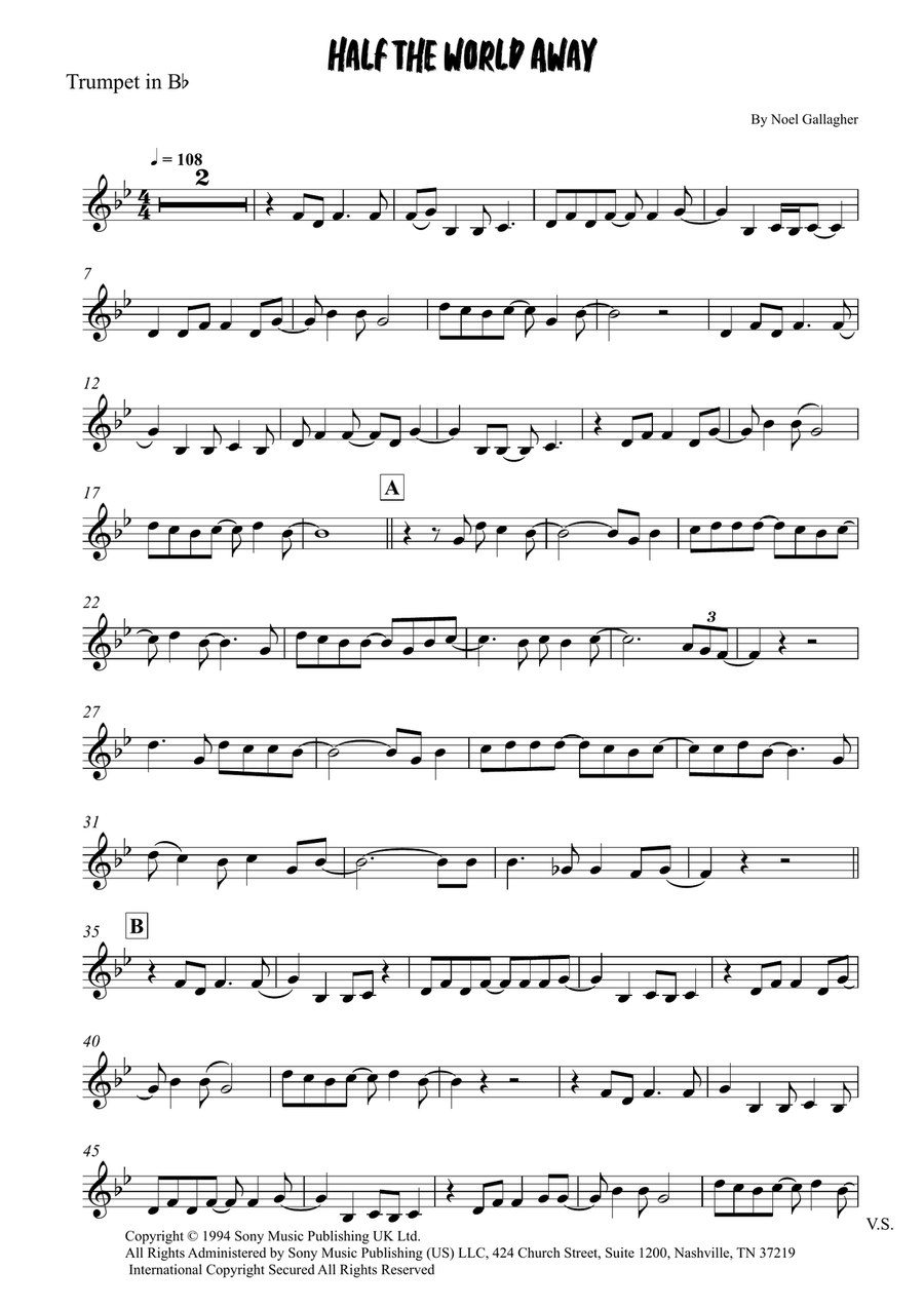 Half The World Away Half The World Away Trumpet Solo scores gallery preview page 6