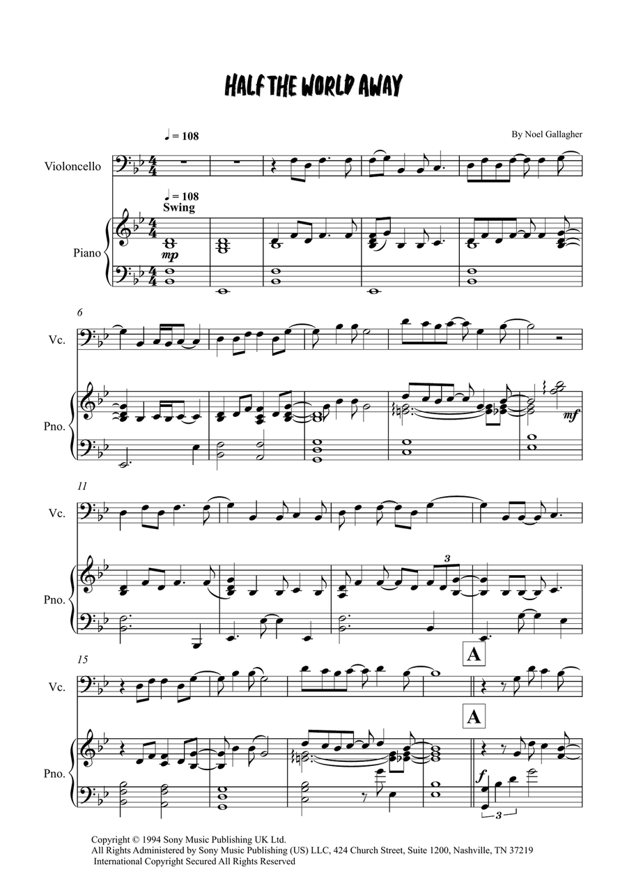 Half The World Away Half The World Away Piano scores gallery preview page 1