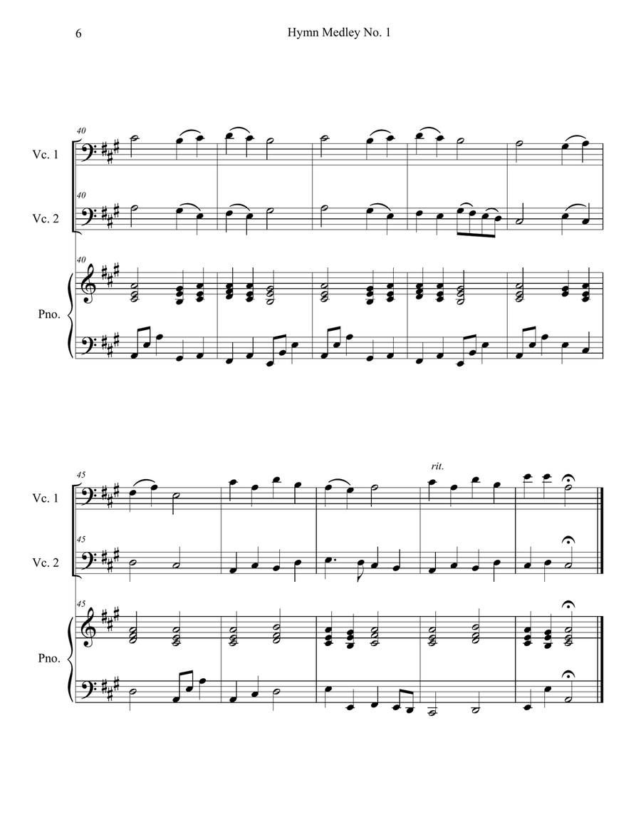 Hymn Medley No. 1 (Cello Duet with Piano Accompaniment) String Duet scores gallery preview page 6