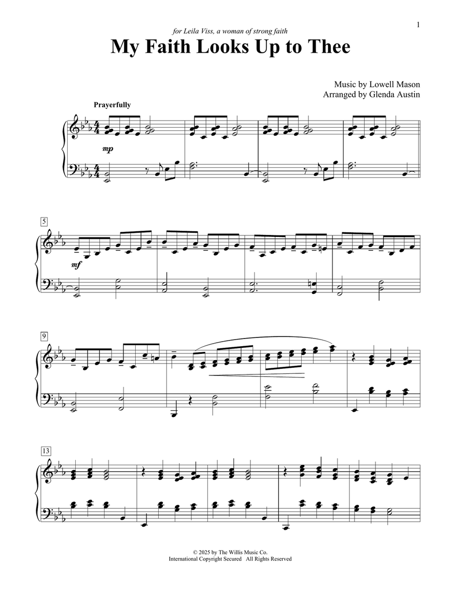 My Faith Looks Up To Thee (arr. Glenda Austin) Piano Method scores gallery preview page 1