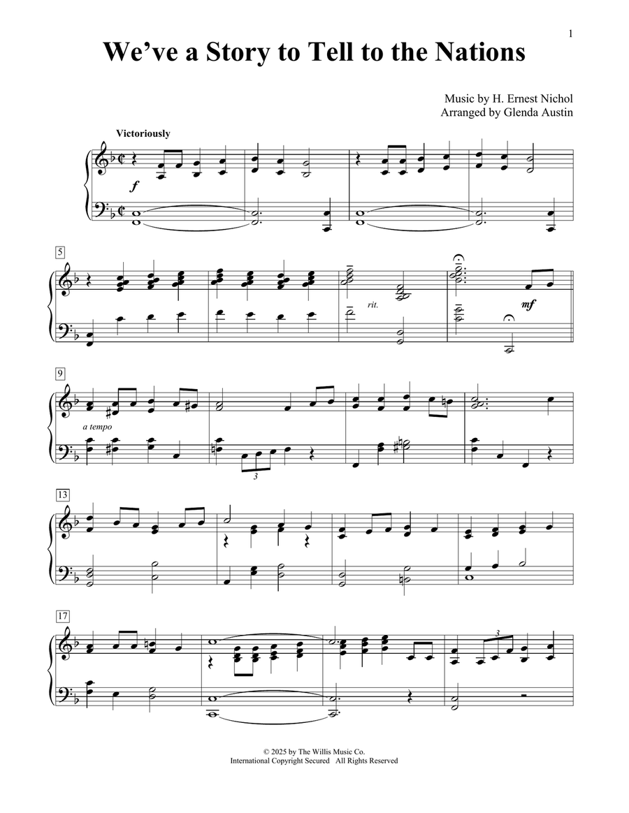 We've A Story To Tell To The Nations (arr. Glenda Austin) Piano Method scores gallery preview page 1