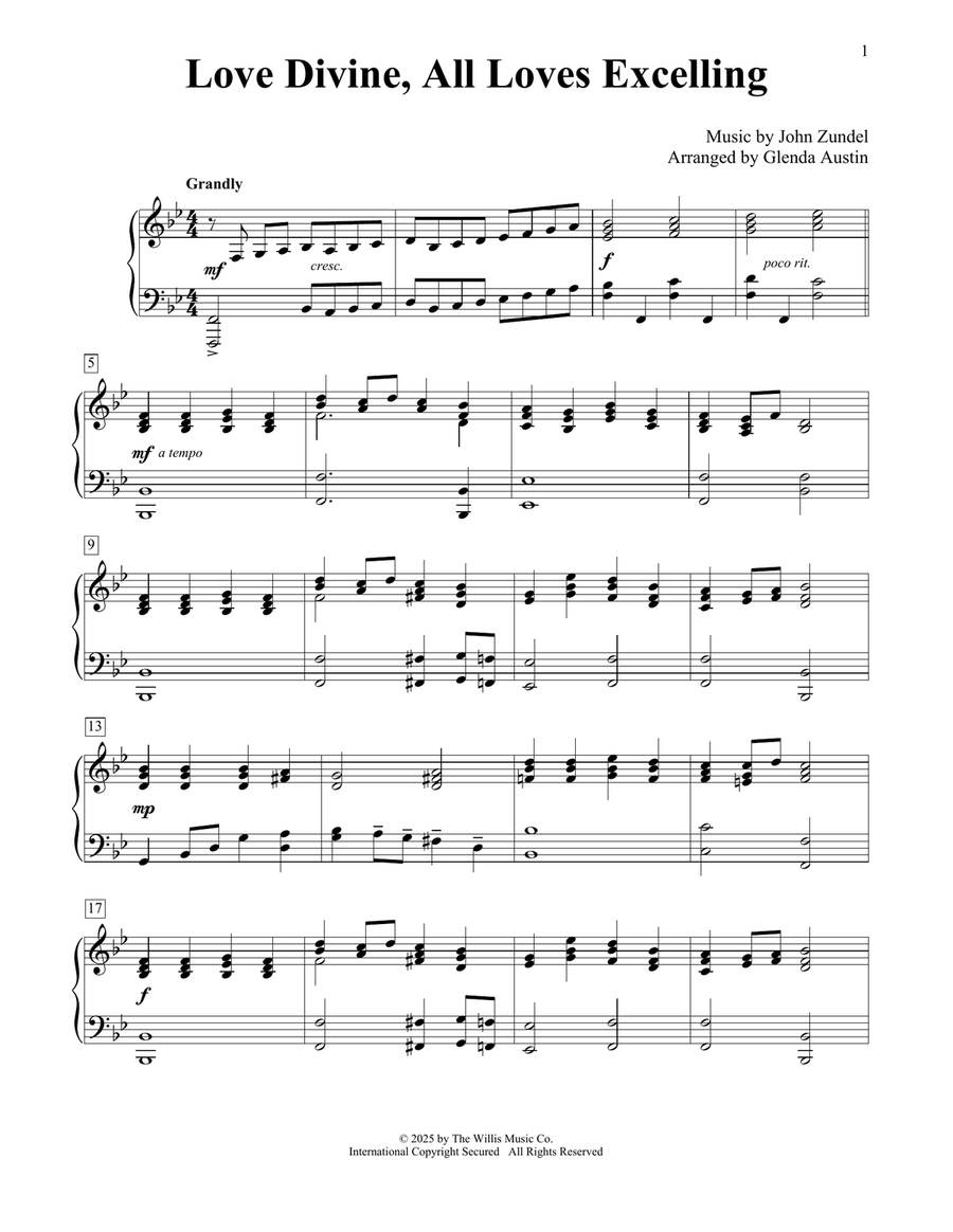 Love Divine, All Loves Excelling (arr. Glenda Austin) Piano Method scores gallery preview page 1