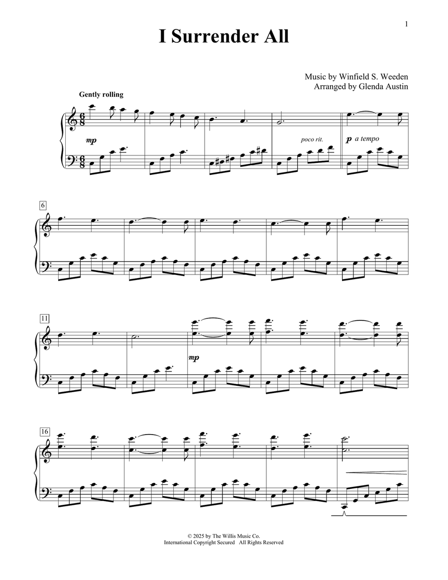 I Surrender All (arr. Glenda Austin) Piano Method scores gallery preview page 1
