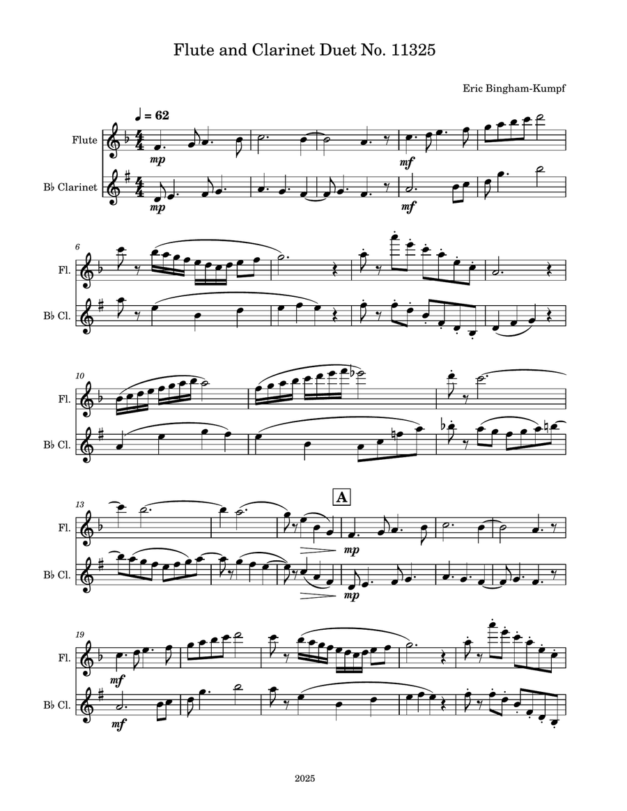 Flute and Clarinet Duet No. 11325 Woodwind Duet scores gallery preview page 1