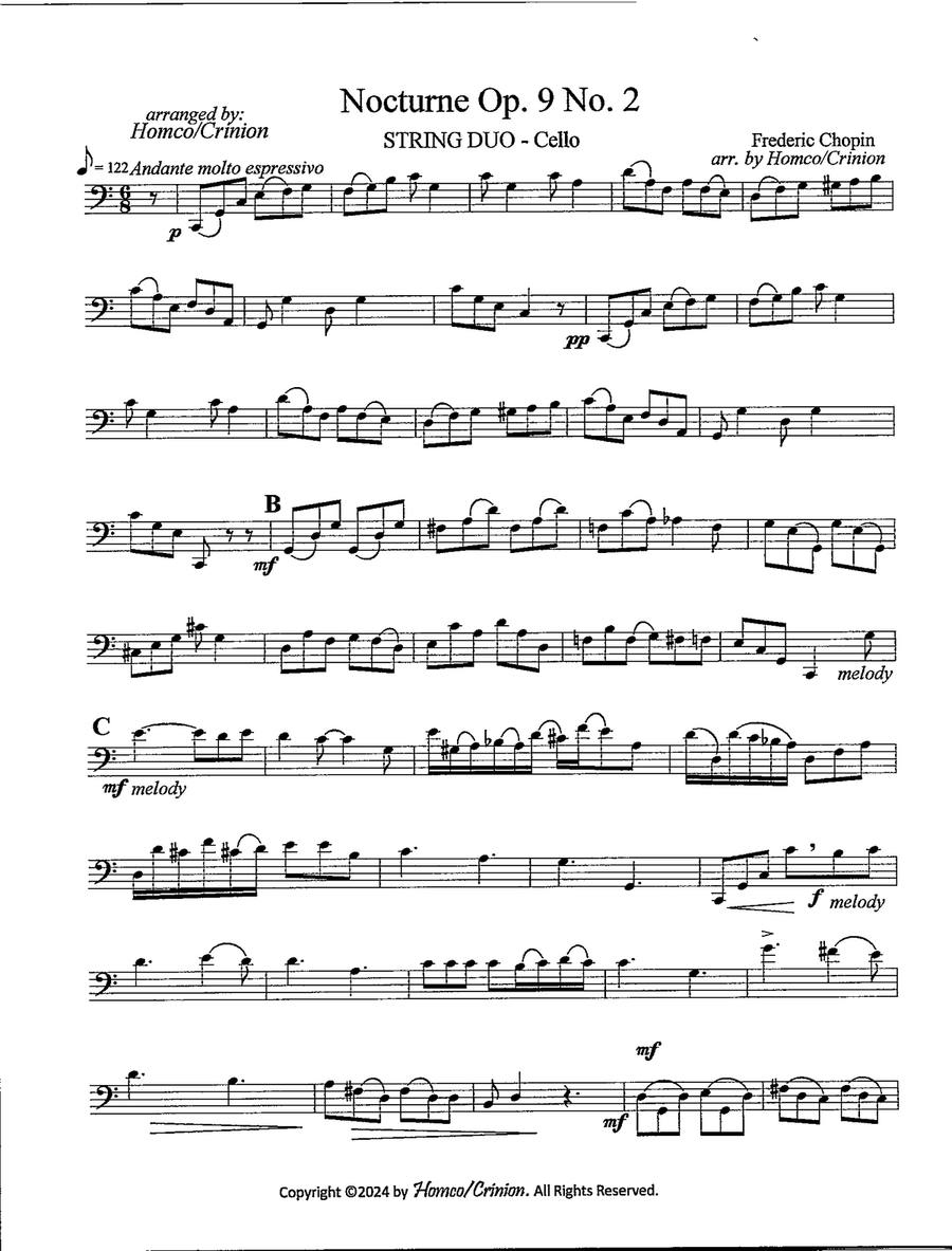 Nocturne Op. 9 No.2 Nocturne Op. 9 No.2 String Duet scores gallery preview page 4