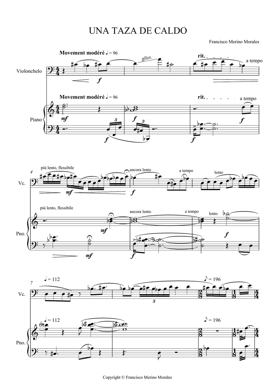 Una taza de caldo Una taza de caldo Piano scores gallery preview page 1