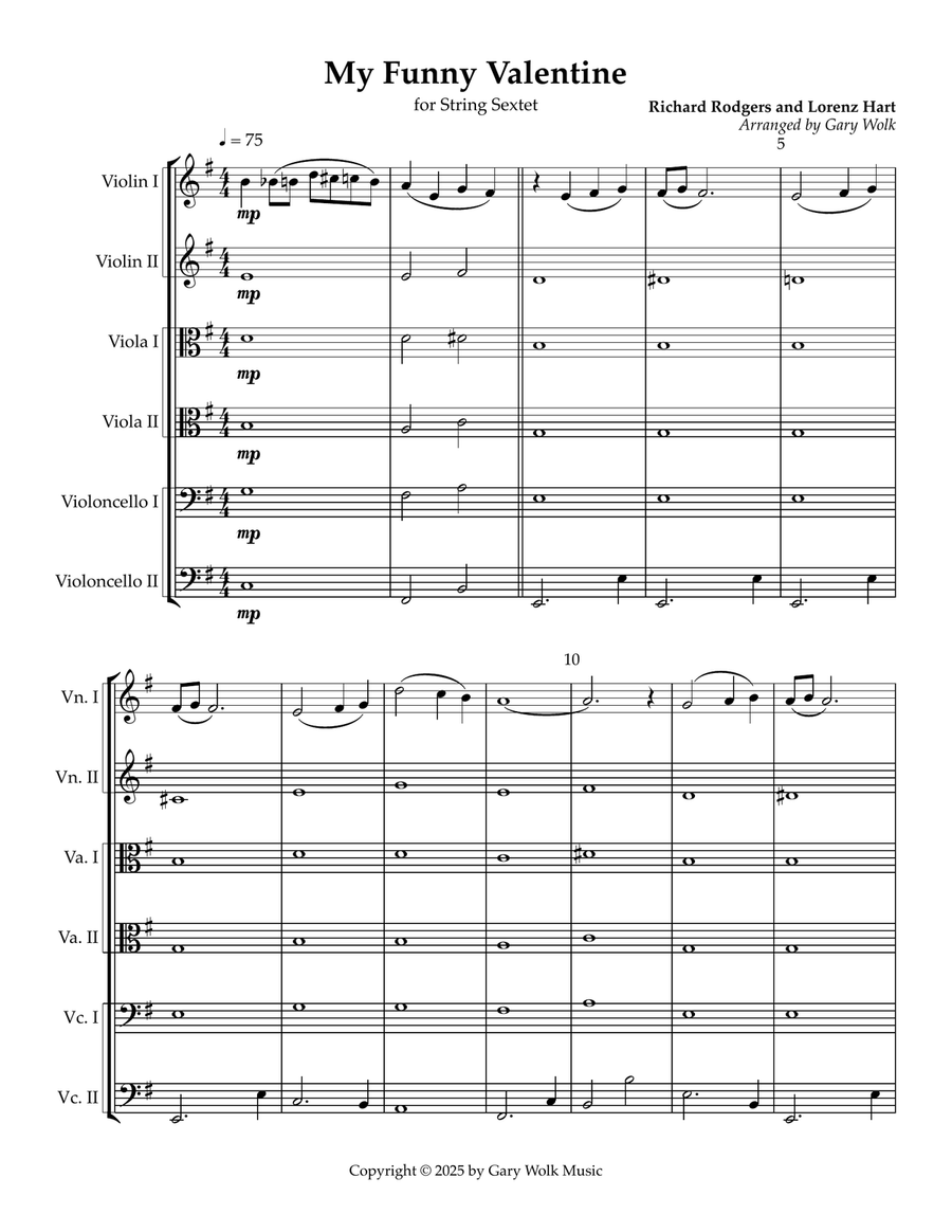 My Funny Valentine My Funny Valentine Cello scores gallery preview page 1